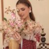 Bin Naeem Lamisah Cream & Burgundy Floral Cambric Suit
