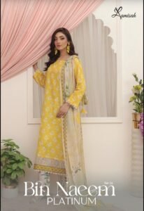 Bin Naeem Platinum Vol 24 – Sunshine Yellow Printed Lawn Suit