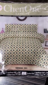 ChenOne By Mani Double Bed Sheet Set Design 503 (Cream & Blue Micro Floral)