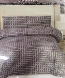 ChenOne By Mani Double Bed Sheet Set Design 506 (Taupe Crosshatch Grid)