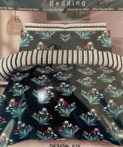 ChenOne By Mani Double Bed Sheet Set Design 525 (Midnight Floral)