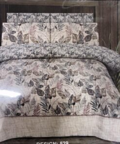 ChenOne By Mani Double Bed Sheet Set Design 529 (Textured Leaf Collage)