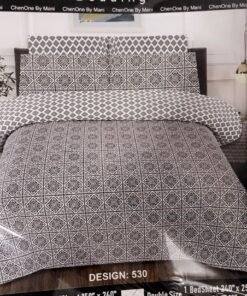 ChenOne By Mani Double Bed Sheet Set Design 530 (Monochrome Lattice)