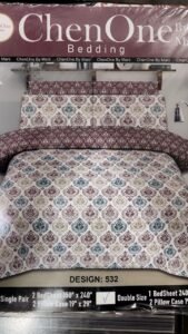 ChenOne By Mani Double Bed Sheet Set Design 532 (Maroon Damask)