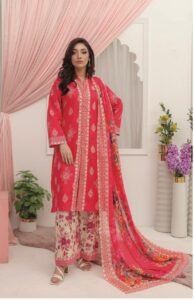 Classic Onyx Black & Cream Floral Lawn Suit