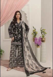 Cream & Crimson Red Roses Printed Lawn Suit