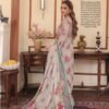 Cream Floral Printed Long Kurta with Gray Contrast Dupatta