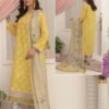 Cream & Periwinkle Blue Floral Printed 3-Piece Lawn Suit
