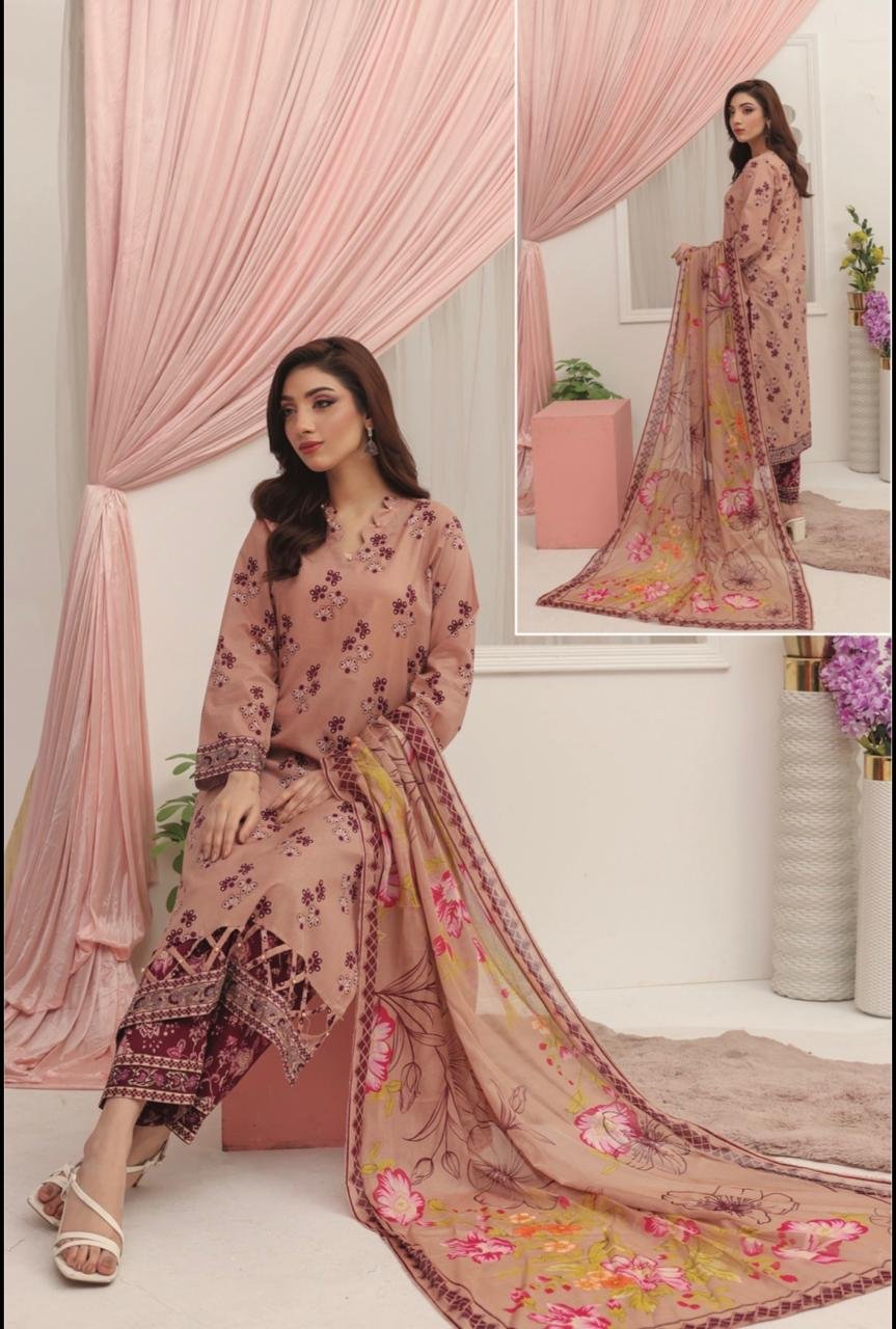 Dusty Rose & Plum Cutwork 3-Piece Cambric Suit