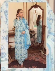 Emerald Green & Ivory Tulip Printed 3-Piece Lawn Suit