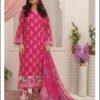 Magenta & Cream Circle Print Angrakha Style 3-Piece Suit