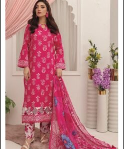 Magenta & Cream Circle Print Angrakha Style 3-Piece Suit