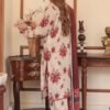 Magenta & Cream Circular Motif Angrakha Style Lawn Suit