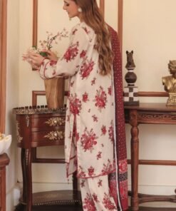 Magenta & Cream Circular Motif Angrakha Style Lawn Suit