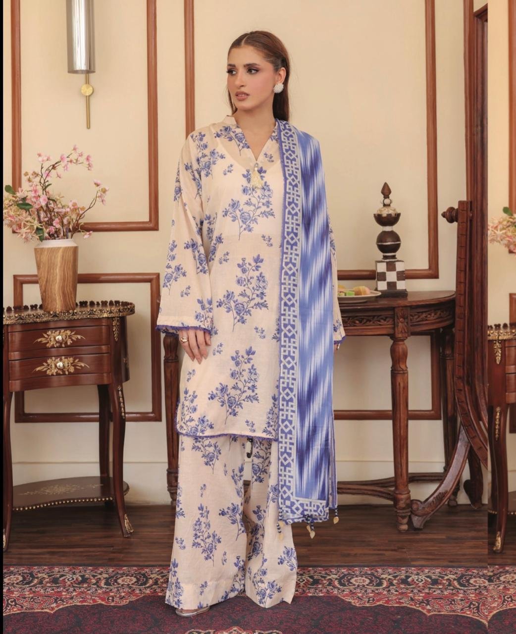 Muted Sage Green Vintage Floral 3-Piece Suit