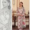 Off-White & Peach Floral 3-Piece Sleeveless Lawn Suit