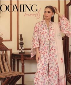 Pastel Pink Blooming Moods High-Split Long Kurta Suit