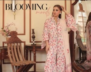 Pastel Pink Blooming Moods High-Split Long Kurta Suit