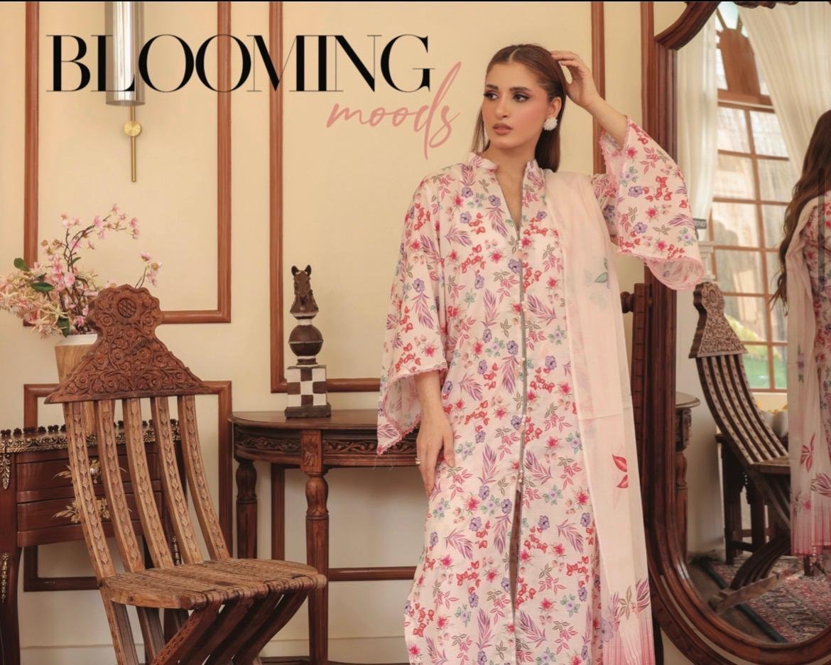 Pastel Pink Blooming Moods High-Split Long Kurta Suit