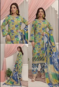 Plum & Floral Cream Relaxed-Fit 3-Piece Lawn Suit