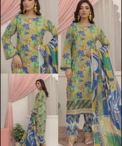 Plum & Floral Cream Relaxed-Fit 3-Piece Lawn Suit