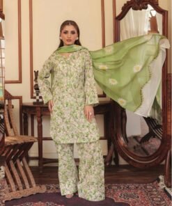 Royal Blue & Off-White V-Neck Botanical Kurta Suit