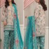 Royal Purple & Magenta Floral 3-Piece Lawn Suit