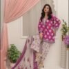 Royal Purple & Magenta Floral Tasseled 3-Piece Lawn Suit