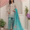 Sassy Yellow & Sapphire Abstract Floral 3-Piece Lawn Suit