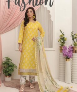 Sky Blue & Sapphire Floral Printed 3-Piece Lawn Suit