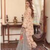 Vintage Floral Print Sleeveless Beige Lawn Suit