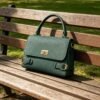 Cream-Beige-Synthetic-Leather-Satchel-Bag