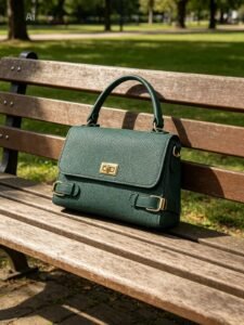 Cream-Beige-Synthetic-Leather-Satchel-Bag