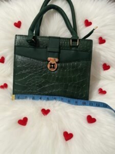 Dark Green Crocodile Textured Soft Leather Shoulder Bag