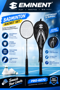 Eminent PRO-6070 Single Badminton Racket with Full Cover