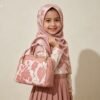 High Quality Cow Print Leather Shoulder Bag - Dusty Pink & White