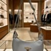 High Quality Soft Leather Crescent Shoulder Bag - Cool Grey
