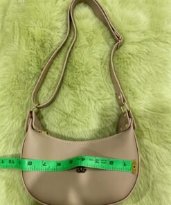 High Quality Soft Leather Crescent Shoulder Bag - Taupe Beige