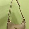 High Quality Soft Leather Crescent Shoulder Bag - Taupe Beige