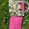 Hot-Pink-2-Piece-Clear-Daisy-Handbag-Set
