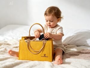 Mustard Yellow Crocodile Textured Leather Candy Handbag with Gold Handles