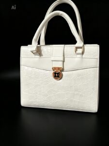 Off-White Crocodile Textured Soft Leather Shoulder Bag