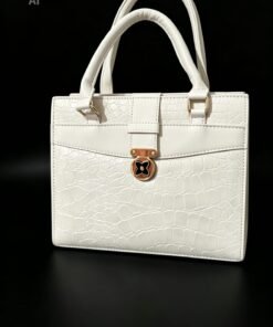 Off-White Crocodile Textured Soft Leather Shoulder Bag