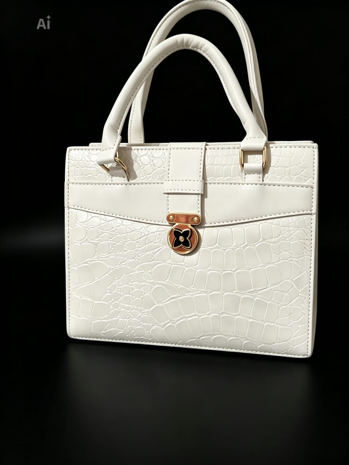 Off-White Crocodile Textured Soft Leather Shoulder Bag