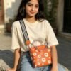 Vibrant Orange 2-Piece Clear Daisy Handbag Set