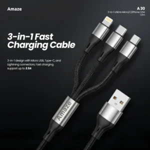 3-in-1 USB to MicroCiPhone 3.5A 1.2m A30 (1)