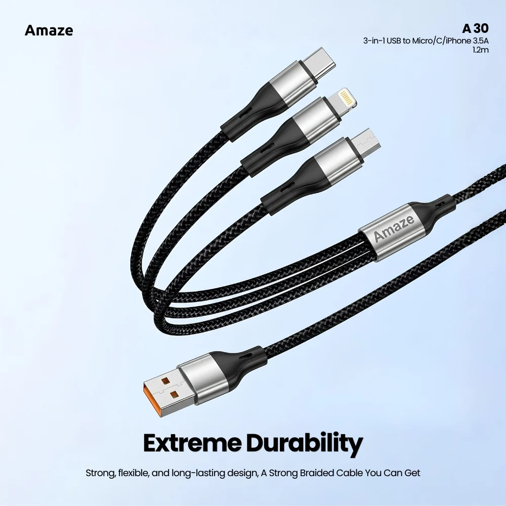 3-in-1 USB to MicroCiPhone 3.5A 1.2m A30 (2)