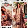 AYZALS Beige Digital Karandi Double Head Embroidered 3 Piece Suit with Same Brown Dupatta Vol 530