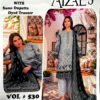 AYZALS Light Gray Digital Karandi Double Head Embroidered 3 Piece Suit with Black Printed Dupatta Vol 530