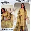 AYZALS Mustard Gold Digital Karandi Double Head Embroidered 3 Piece Suit with Same Dupatta Vol 530